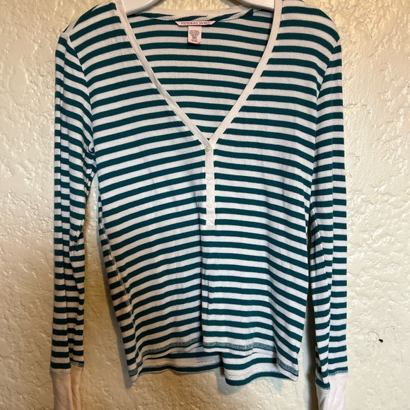 Victoria's Secret Tops - Victoria's Secret Striped Teal and White Top size small